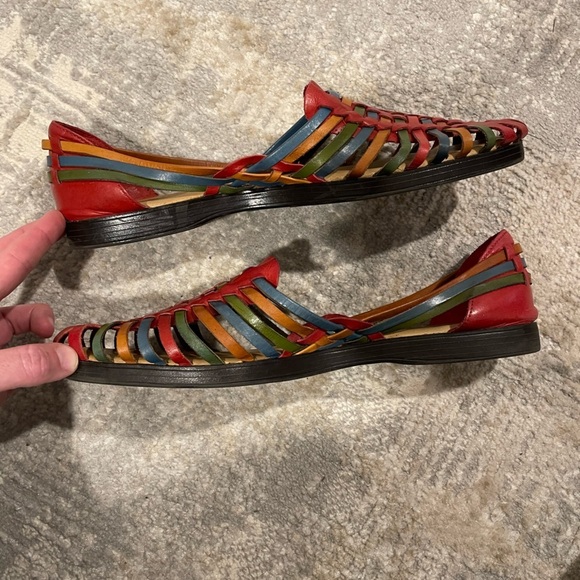 Huarache Multi Color I ❤️ Comfort Leather Sandals Size 10M - Picture 6 of 9